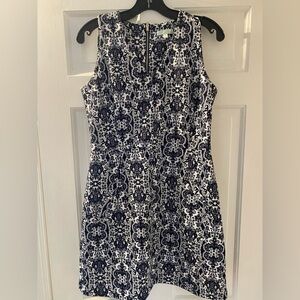 JADE size small blue and white dress with gold zipper accent